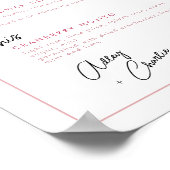 マゼンタバラブラック・シグネチャー結婚・ドリンクのサイン ポスター (角)