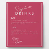 マゼンタバラ金ゴールドホワイトシグネチャー飲料サイン フォトプラーク (正面)