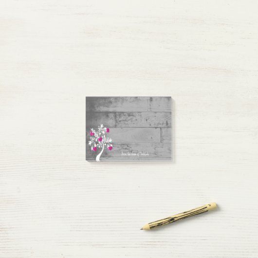 マゼンタバレンタインハートのツリーパーソナライズされたノート ポストイット (デスク上)