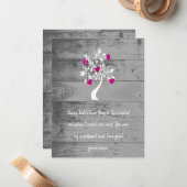 マゼンタバレンタインハートツリーフラットノートカード ノートカード (正面/裏面インサイチュ)