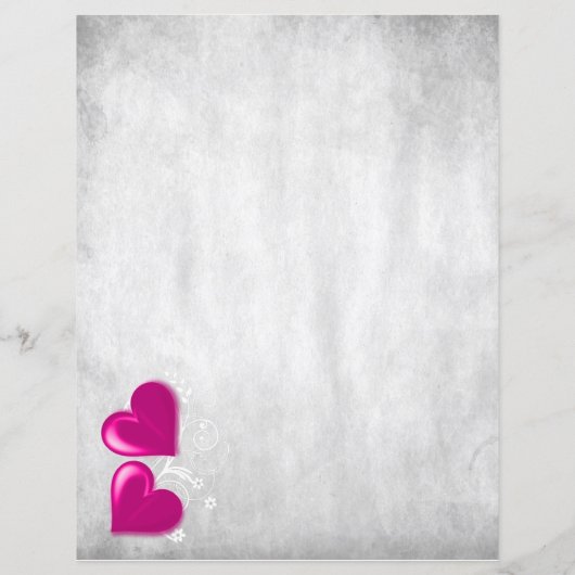 マゼンタバレンタインハートパーソナライズされた紙シート (裏面)