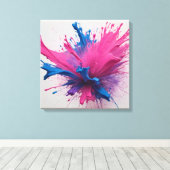 マゼンタバースト：電青色絵を描爆発 キャンバスプリント (インサイチュ (ウッドフロア))