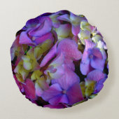 マゼンタパープルアジサイ紫ブルーイエロー ラウンドクッション (裏面)
