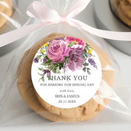 マゼンタパープルイエローフローラボー結婚式の引き出物 ラウンドシール