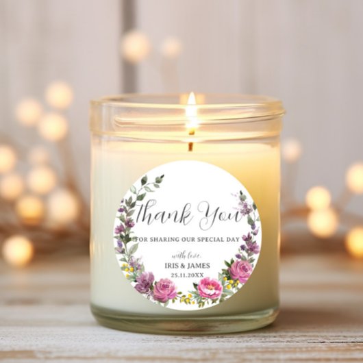 マゼンタパープルイエローフローラボー結婚式の引き出物 ラウンドシール