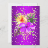 マゼンタパープルイエロー金ゴールドパームフローラ誕生日 招待状 (裏面)