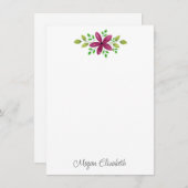 マゼンタパープルウォーター色フローラスワッグ ノートカード (正面/裏面)