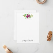 マゼンタパープルウォーター色フローラスワッグ ノートカード (正面/裏面インサイチュ)