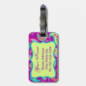 マゼンタパープルグリーンモダンペイズリーモノグラム ラゲッジタグ (裏面縦)