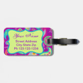 マゼンタパープルグリーンモダンペイズリーモノグラム ラゲッジタグ (裏面横)