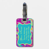 マゼンタパープルターコイズモダンペイズリーパターン ラゲッジタグ (裏面縦)