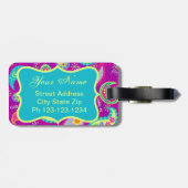 マゼンタパープルターコイズモダンペイズリーパターン ラゲッジタグ (裏面横)