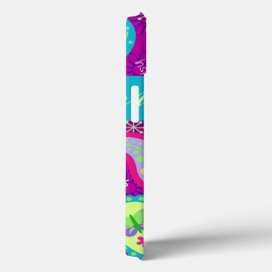 マゼンタパープルターコイズモダンペイズリーパターン Case-Mate iPhoneケース (裏面 / 右)