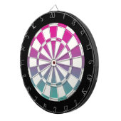 マゼンタパープルティール（緑がかった色）白黒 ダーツボード (正面右)