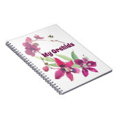 マゼンタパープルパーソナライズされたオーキッドフローラビー ノートブック (右側)