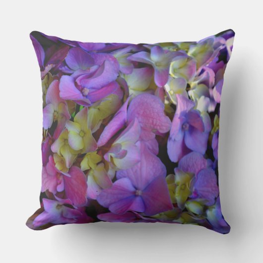 マゼンタパープルブルーイエローアジサイ花 アウトドアクッション (正面)