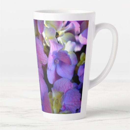 マゼンタパープルブルーイエローアジサイ花 カフェラテマグ (右)