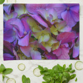 マゼンタパープルブルーイエローアジサイ花 キッチンタオル (折り畳み)