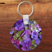 マゼンタパープルブルーイエローアジサイ花 キーホルダー (正面)