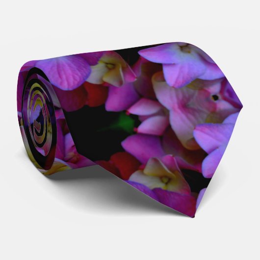 マゼンタパープルブルーイエローアジサイ花 ネクタイ (ロール)