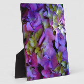 マゼンタパープルブルーイエローアジサイ花 フォトプラーク (側面)