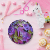 マゼンタパープルブルーイエローアジサイ花 ペーパープレート (パーティー)