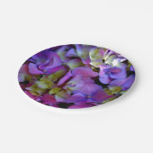 マゼンタパープルブルーイエローアジサイ花 ペーパープレート (アングル)