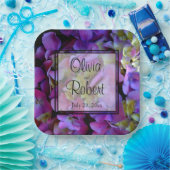 マゼンタパープルブルーイエローアジサイ花 ペーパープレート (パーティー)