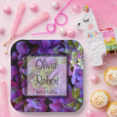 マゼンタパープルブルーイエローアジサイ花 ペーパープレート (パーティー)