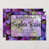 マゼンタパープルブルーイエローアジサイ花 招待状 (正面/裏面)