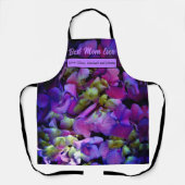 マゼンタパープルブルーイエローアジサイ花、母 エプロン (正面)