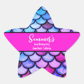 マゼンタパープルブルーマーメイドはかりで測ビーチ誕生日 星シール (正面)