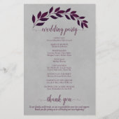 マゼンタパープル葉ズ予算結婚式 プログラム (裏面)