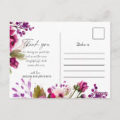 マゼンタピはっきりしたンクモダンフローラ結婚ありがとうございました ポストカード (裏面)