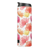 マゼンタピンクとオレンジ色の水カラーフローラ タンブラー (回転右)