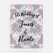 マゼンタピンクとブルーインクフローラの水色結婚の色 アクリルサイン (正面)