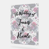 マゼンタピンクとブルーインクフローラの水色結婚の色 アクリルサイン (傾斜)