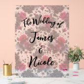 マゼンタピンクとブルーインクフローラの水色結婚の色 アクリルサイン (ウェディング)