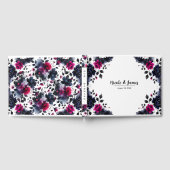 マゼンタピンクとブルーインクフローラの水色結婚の色 ゲストブック (全面)