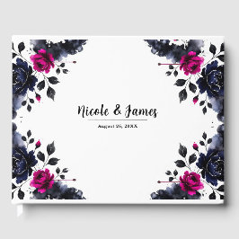 マゼンタピンクとブルーインクフローラの水色結婚の色 ゲストブック