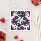 マゼンタピンクとブルーインクフローラの水色結婚の色 スタンダードカクテルナプキン (インサイチュ)