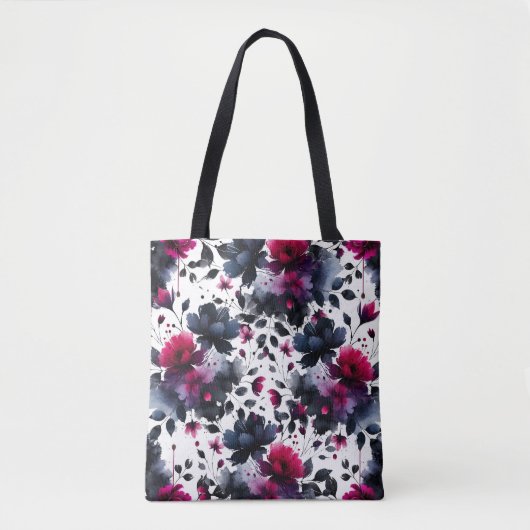 マゼンタピンクとブルーインクフローラの水色結婚の色 トートバッグ (正面)