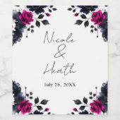 マゼンタピンクとブルーインクフローラの水色結婚の色 ワインラベル (シングルラベル)