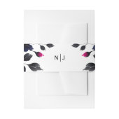 マゼンタピンクとブルーインクフローラの水色結婚の色 招待状ベリーバンド (正面例)