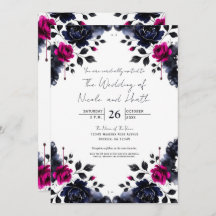 マゼンタピンクとブルーインクフローラの水色結婚の色