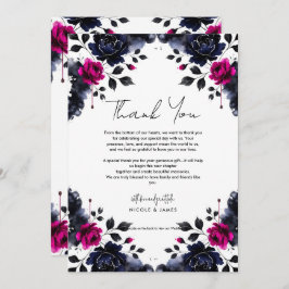 マゼンタピンクとブルーインクフローラの水色結婚の色 招待状