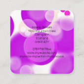 マゼンタピンクとホワイトバブルの名刺 スクエア名刺 (裏面)