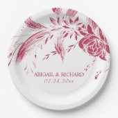 マゼンタピンクと白結婚の花 ペーパープレート (正面)