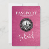 マゼンタピンクのアイルランドのパスポート日付の保存 セーブザデート (正面)