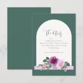マゼンタピンクのバラの花の植物の緑の結婚式 エンクロージャーカード (正面/裏面)